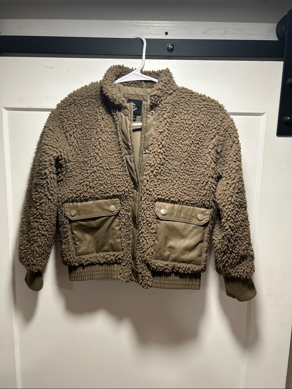 art class Kids Taupe Sherpa Puffer Jacket with Front Flap Pockets